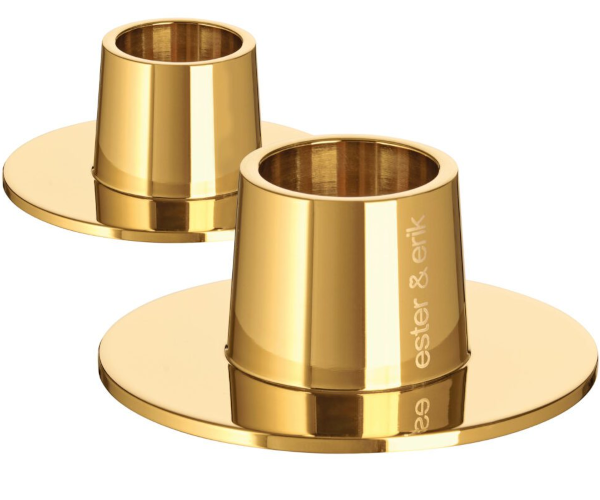 2 stk ester & erik lysestage - blank guld - 6 cm