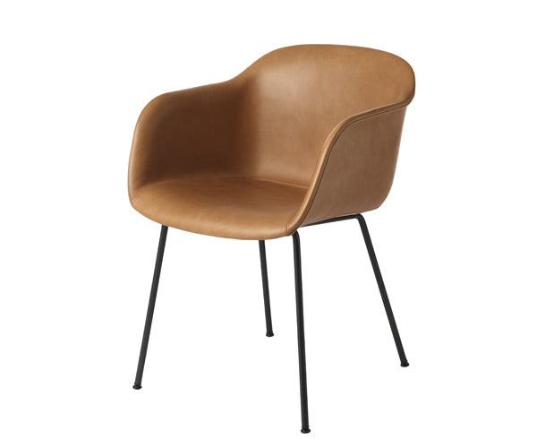 Muuto Fiber Chair - Black Tubebase - Cognac