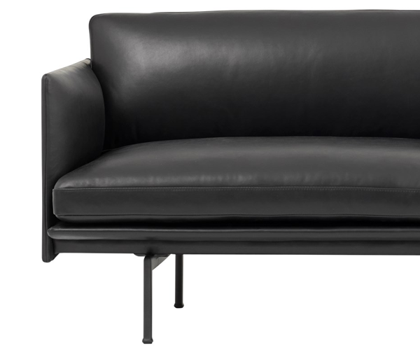 Muuto Outline Sofa - 3-pers. - Sort Refine Læder - Sort Stel