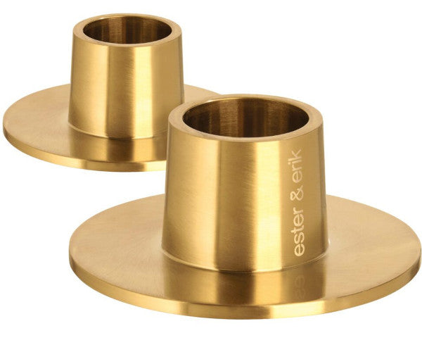 2 stk ester & erik lysestage - børste guld - 6 cm