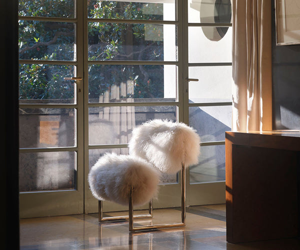 Acerbis Design Due Più Stol - White Mongolian Fur