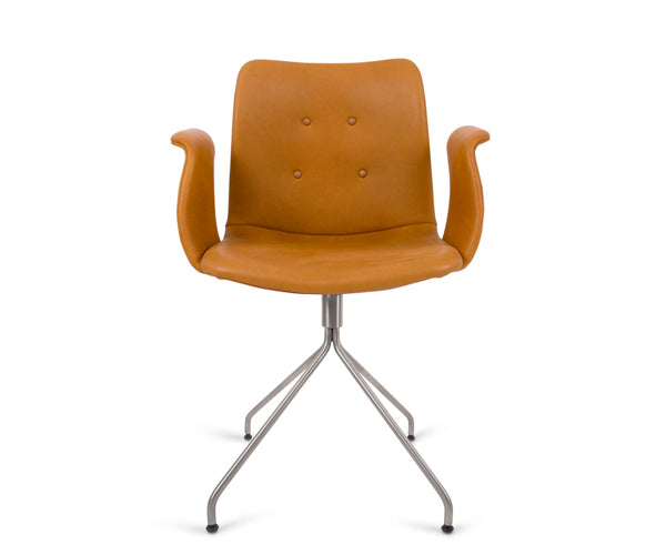 Bent Hansen Primum Armchair - Cognac Adrian Læder - Rustfrit Stål Drejestel