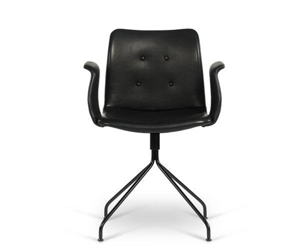 Bent Hansen Primum Armchair - Sort Adrian Læder - Sort Drejestel