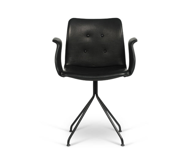 Bent Hansen Primum Armchair - Sort Adrian Læder - Fast Sort Stel