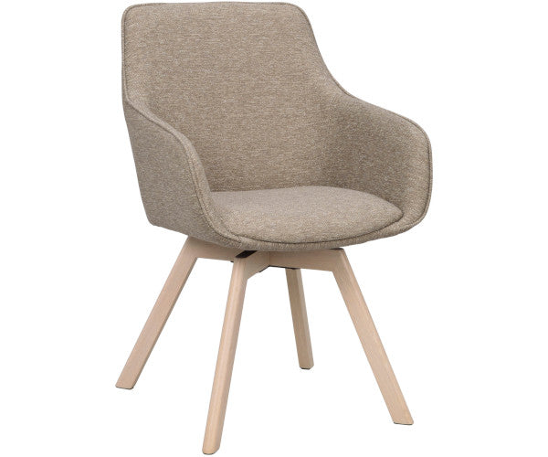 Rowico Home Alison spisestuestol - mørk beige / lys eg- m/drej - m/arm