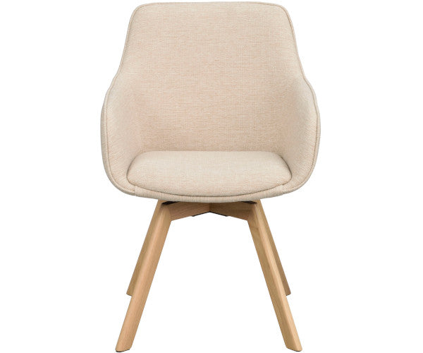 Rowico Home Alison spisestuestol - lys beige / eg - m/drej - m/arm