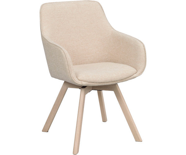 Rowico Home Alison spisestuestol - lys beige / lys eg - m/drej - m/arm