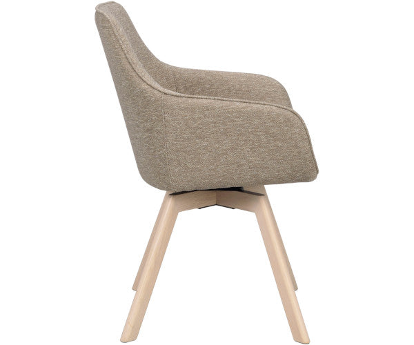 Rowico Home Alison spisestuestol - mørk beige / lys eg- m/drej - m/arm