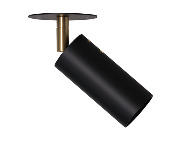 Rubn Joey Spot with Plate - Small - H16.5cm - Black-Brass