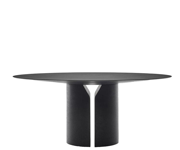 MDF Italia NVL Table - Black slate stone Ø150