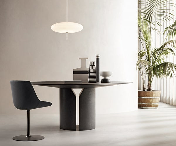 MDF Italia NVL Table - Black slate stone Ø150