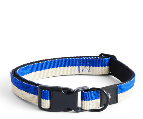 HAY Dogs Collar Flat - ML - Blue-Off-white