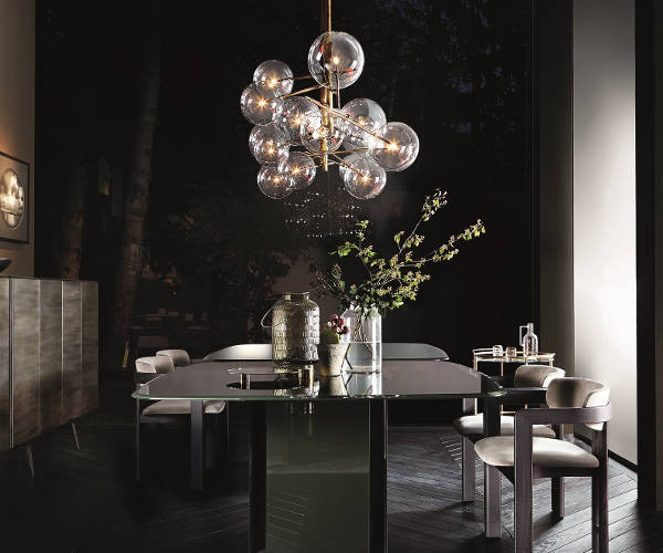 Gallotti & Radice Bolle Pendel m. 6 glas - Højde 153cm.