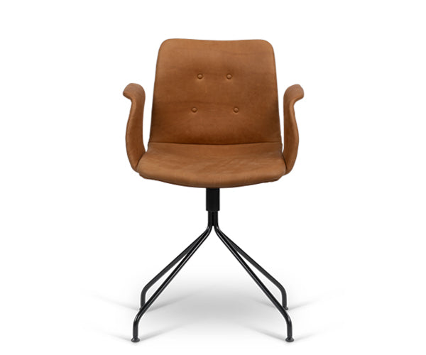 Bent Hansen Primum Armchair - Brandy Davos Læder - Sort Drejestel