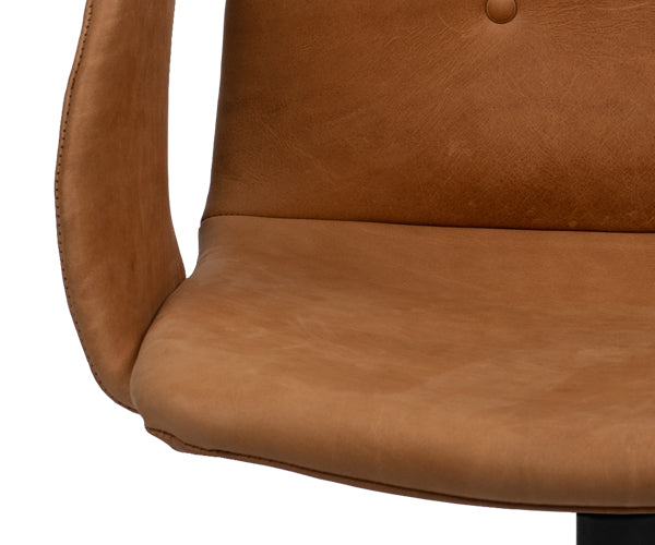 Bent Hansen Primum Armchair - Brandy Davos Læder - Sort Drejestel