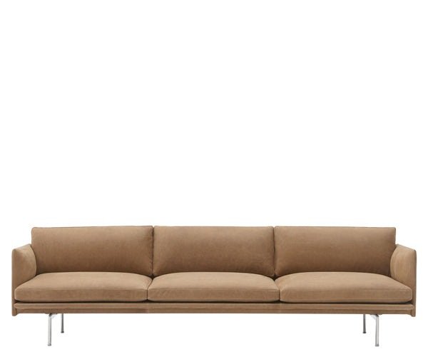 Muuto Outline Sofa - 3.5pers. - Camel Grace Leather - Alu Stel