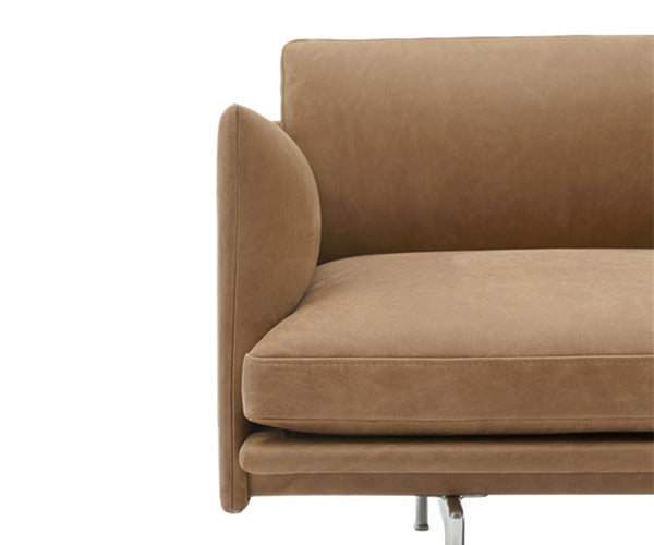 Muuto Outline Sofa - 3.5pers. - Camel Grace Leather - Alu Stel