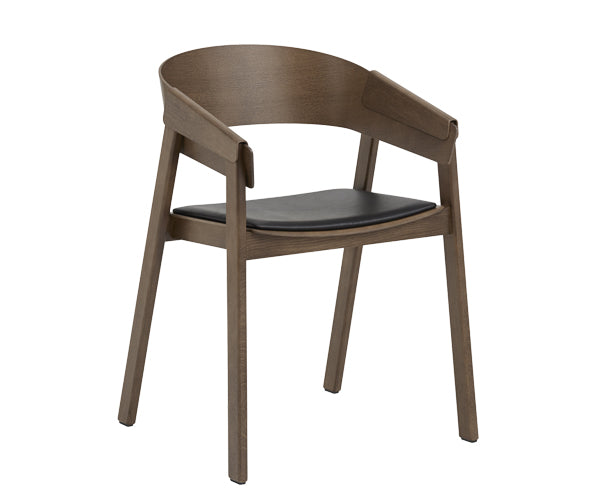 Muuto Cover Armchair - Mørk Eg - Sort Læder