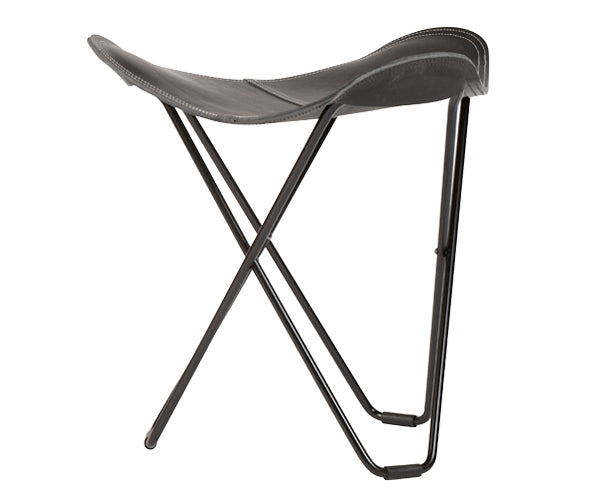 Cuero Leather Stool - Flying Goose - Black - Sort Stel