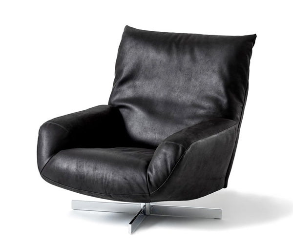 Edra Chiara Lounge Chair Inkl. Skammel - Sort PLX Læder