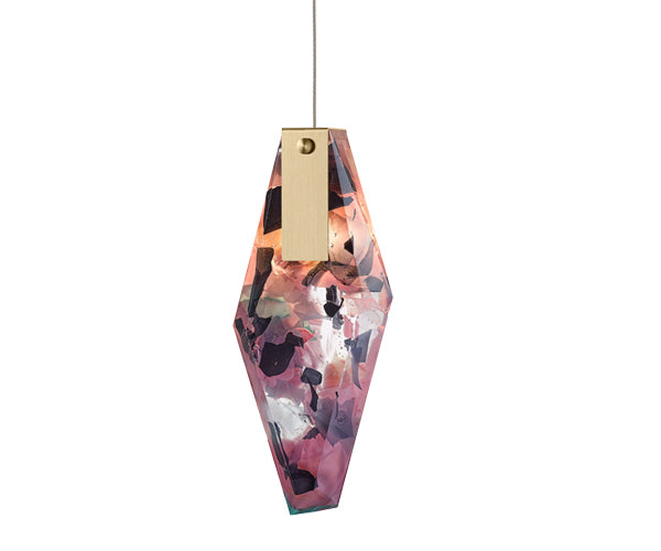 Bomma Fragments Pendant - Long Flamingo Mint / Brushed Gold