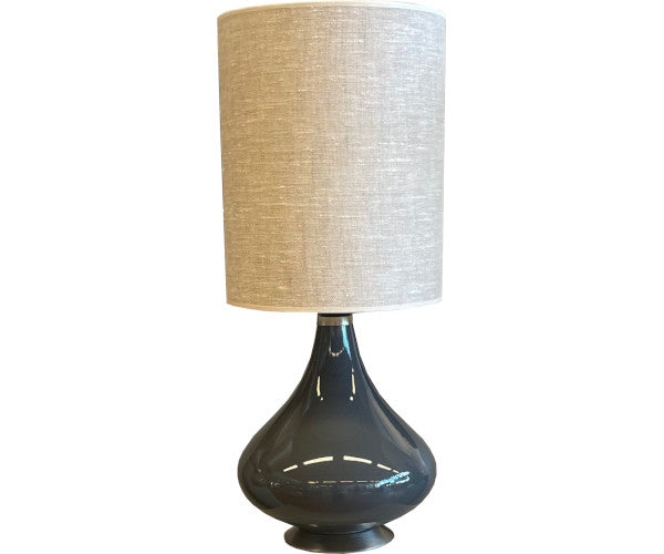 Flavia Mini bordlampe - grå - milano beige skærm