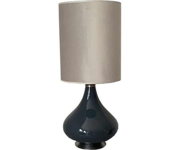 Flavia Mini bordlampe - grå - velvet beige skærm