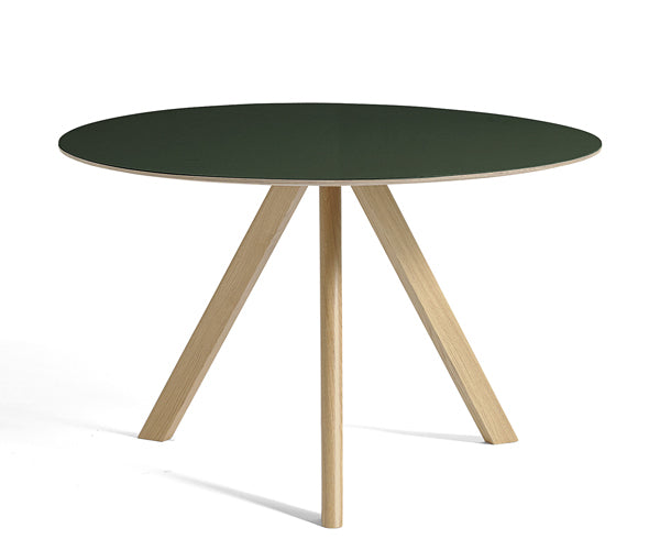 HAY CPH20 Round Table - Ø120cm - Eg Matlak - Grøn Linolium Top