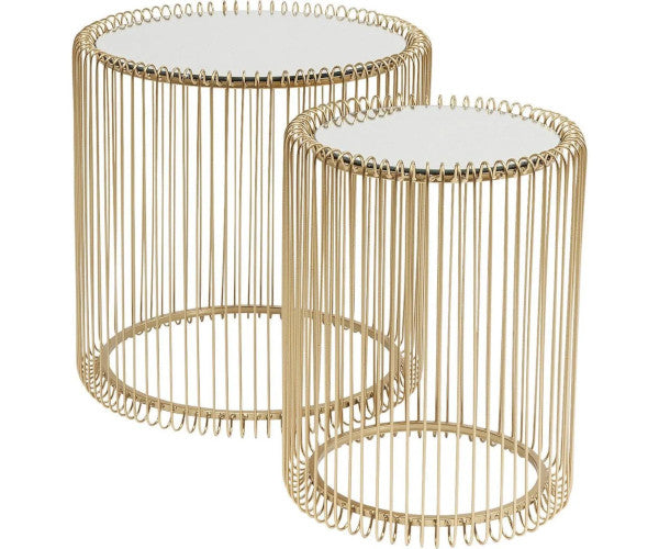 Kare Design Wire sidebord - brass - sæt á 2