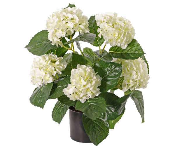 Kunstig Hortensia plante - hvid - 36