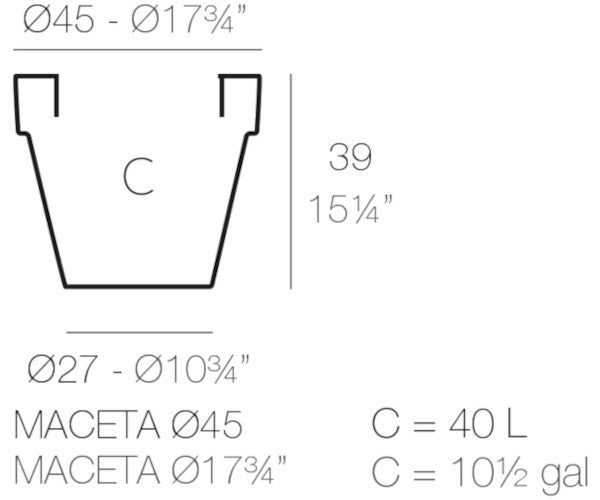 Vondom Maceta krukke - 45x39 - black