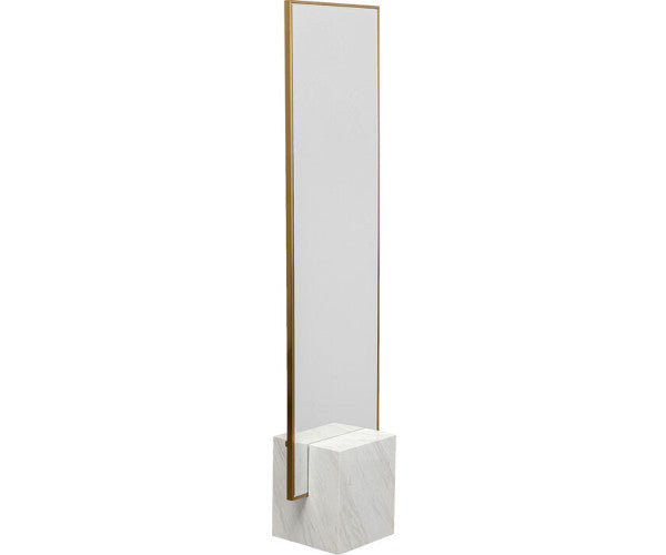 Kare Design Hulda gulvspejl - 46x180 - brass / white marble