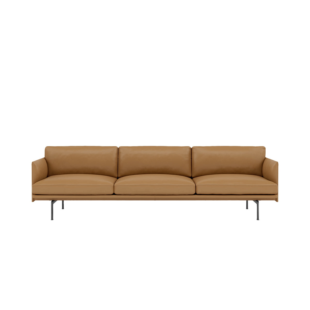 Muuto Outline Sofa - 3.5pers. - Cognac Refine Læder - Sort Stel