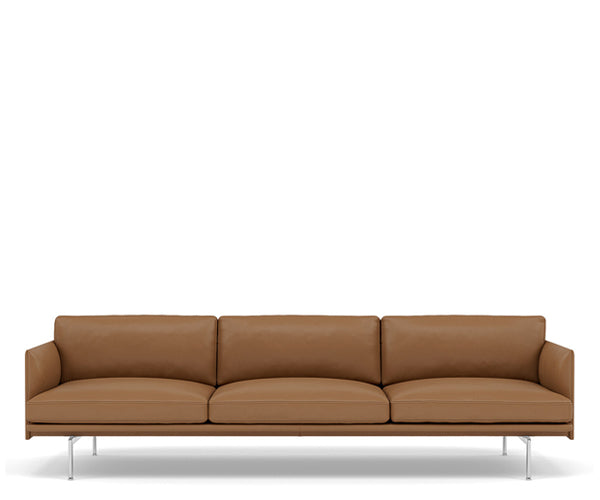 Muuto Outline Sofa - 3.5pers. - Cognac Refine Læder - Alu Stel