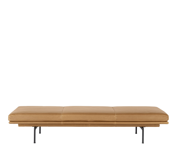 Muuto Outline Daybed - Cognac Refine Læder - Sort Stel