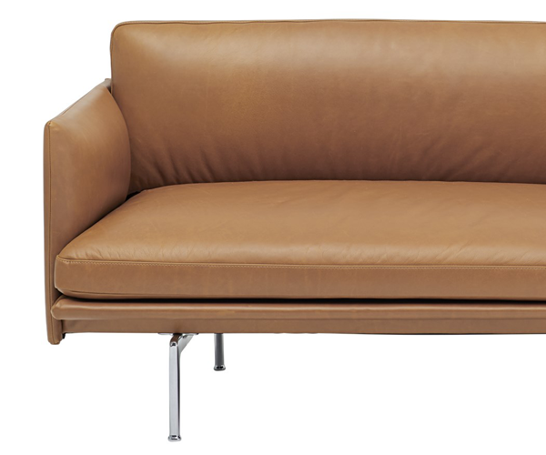 Muuto Outline Sofa - 3-pers. - Cognac Refine Læder - Alu.