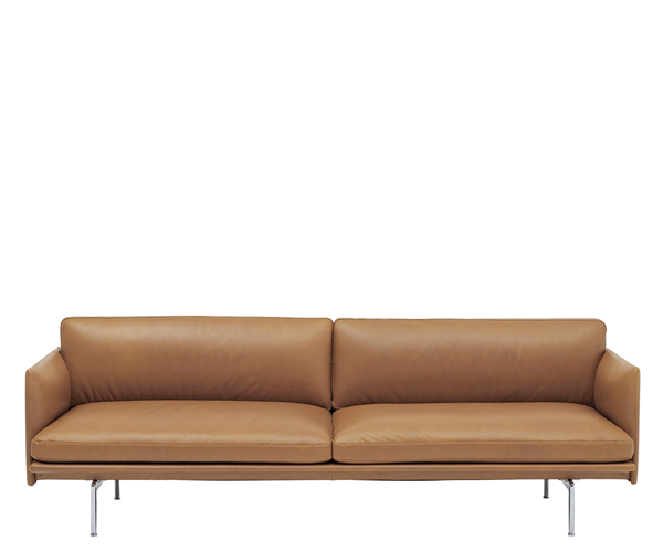 Muuto Outline Sofa - 3-pers. - Cognac Refine Læder - Alu.