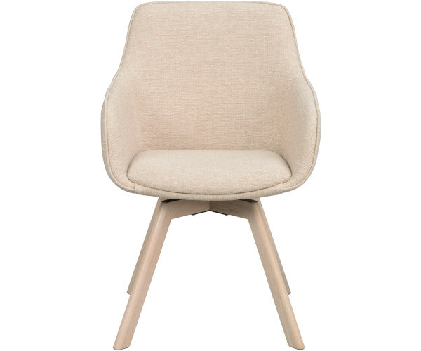 Rowico Home Alison spisestuestol - lys beige / lys eg - m/drej - m/arm