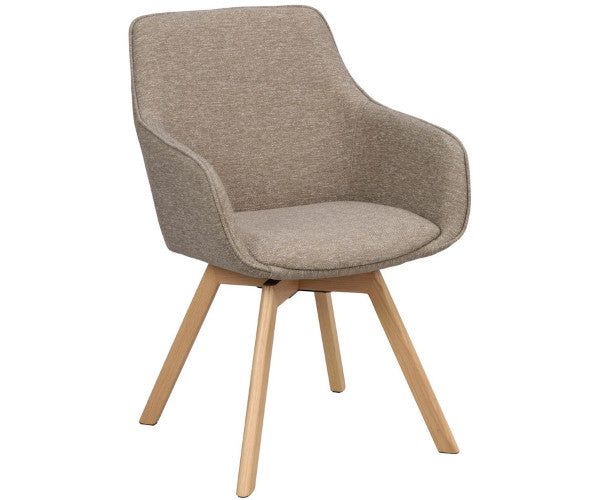 Rowico Home Alison spisestuestol - mørk beige / eg - m/drej - m/arm