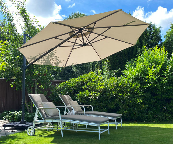 Royal Teak Royal Hængeparasol 350Ø - Light Grey