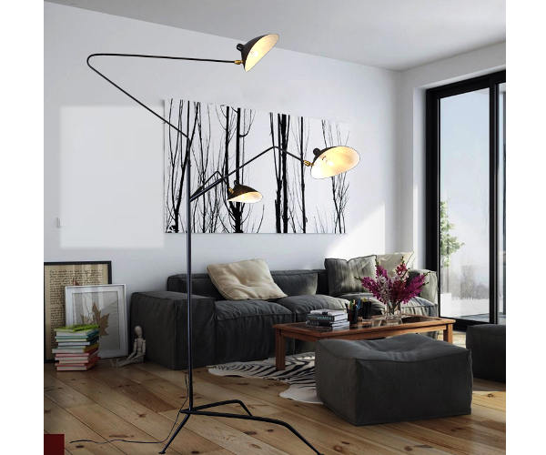 Serge Mouille Standing Lamp 3 Rotating Arms - L3B