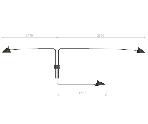 Serge Mouille væglampe med 3 arme