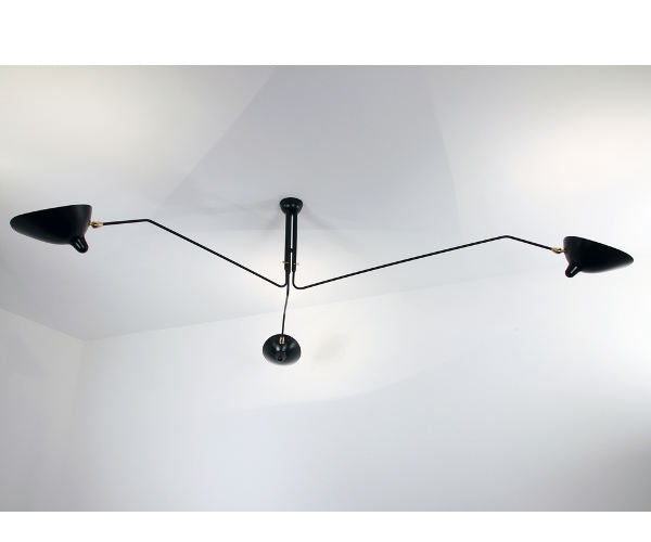 Serge Mouille Ceiling Lamp 3 Rotating Arms - P3B