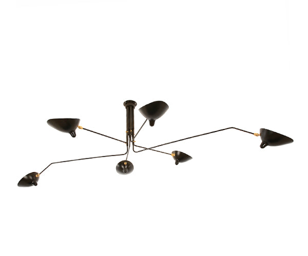 Serge Mouille Ceiling Lamp 6 rotating arms