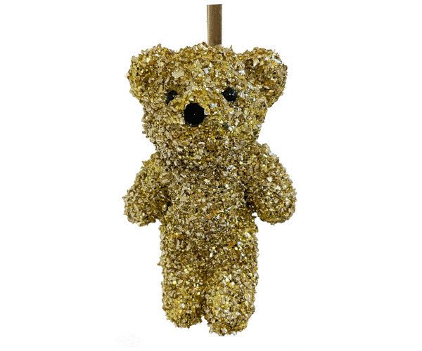 Shishi bjørn med glitter - guld - 12 cm