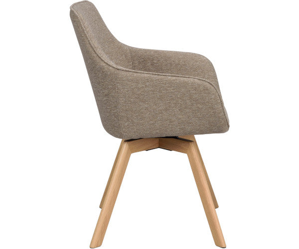 Rowico Home Alison spisestuestol - mørk beige / eg - m/drej - m/arm