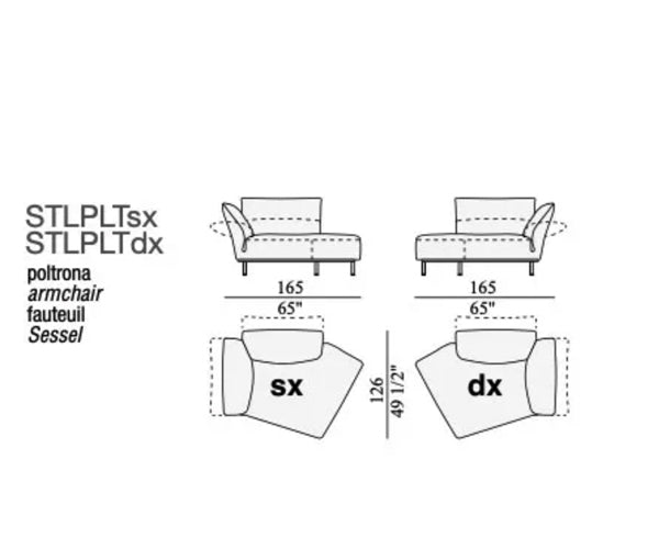 Edra Standalto Sofa-Lænestol - STL-PLT Modul - Natural King - Black