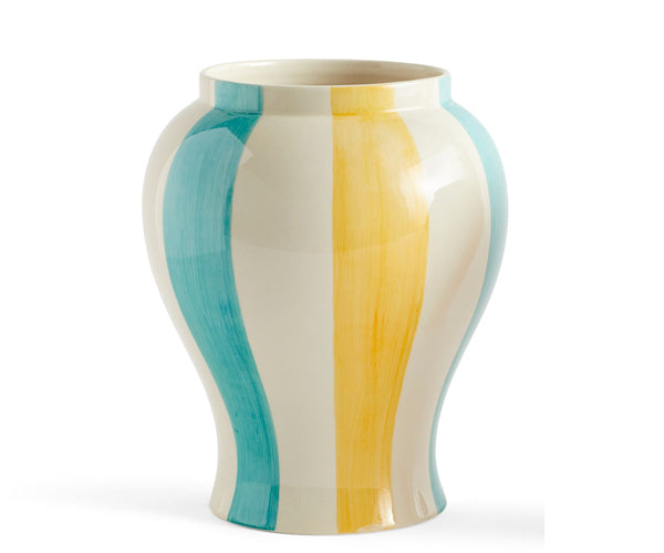 HAY Sobremesa Stripe Vase - Large - Green and Yellow