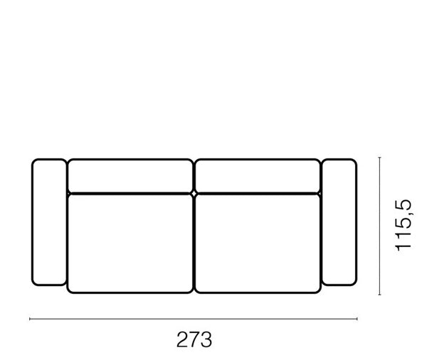 Vetsak Two Seat Sofa - 273x115,5cm - Outdoor - Pique - Creme