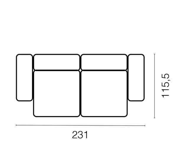 Vetsak Sofa - 231x115.5cm. - Cord Velours - Khaki